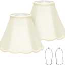 Medium Lamp Shades Set of 2, Cream Lamp Shade for Floor Lamps Table Lamps, 6.1"Top x 13"Bottom x 9.6"High, Scalloped Lamp Shade with Petal Edge Braid, Spider, Harp Holders Included, Assembly Required