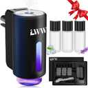 LWW Smart Car Air Freshener, 3 Intensity Levels, Rechargeable Aroma Diffuser, 3 x 10ml Perfume Bottles, Adjustable, Black Strong Scent (Tranquili+Fresh+Ocean Flavour)