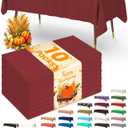 Pureegg Plastic Table Cloth Disposable 10 Pack, 54 x 108 Inch Table Cloths, Party, Thanksgiving Decorations, Harvest, Fall Tablecloths, Rectangle, Maroon Plastic Cover, Leakproof & Sturdy, Burgundy
