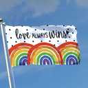 Love Always Wins Pride Flags 3x5 Ft for Outside, Rainbow Pride Gay Pride Lesbian LGBT Double Sided Yard Flags,Big Large Pansexual Banners for Outdoor, Seasonal Summer Decorations with Brass Grommets