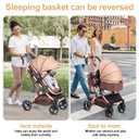 2 in 1 Baby Stroller Newborn Foldable Pushchair with Adjustable Canopy Folding High Landscape Infant Carriage, Anti-Shock Toddler Pushchair
