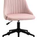 Vinsetto Mid-Back Office Chair, Velvet Fabric Swivel Scallop Shape Computer Desk Chair for Home Office or Bedroom, Pink