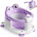 Baby Bath Seat for Babies 6 Months & Up - Toddler Bath Seats for Baby Sitting Up with 4 Suction Cups & Soft Cushion, Non-Slip Infants Shower Bathtub Chair for Newborn Girls, Purple