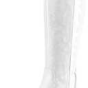 DREAM PAIRS Womens Cowboy Boots Wide Calf Comfortable Pull On Zipper Chunky Heel Pointed Toe Embroidered Western Cowgirl Knee High Boots Girls Ladies Retro Tall Boot (11, White)