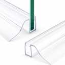 Bathroom Shower Glass Door Bottom Seal, 2PCS 36 Inch Clear PVC Seal Strip with Drip Rail for 1/4"(6mm) Thick Framless Glass Door, to Stop Water Leakage