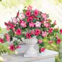 HyeFlora Artificial Flowers for Outdoors 2PCS Faux Petunias Silk Fake Flowers for Outside Planter UV Resistant Realistic Home Garden Porch Decor (Pink)