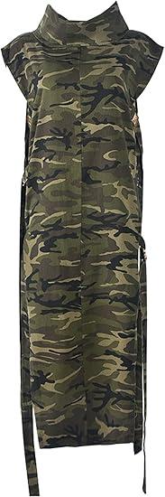 Ptorlio Summer Casual Women's Denim Dress Party Club Sleeveless Mock Neck Cut Out Tie Side Jean Outfits S Camo Grey