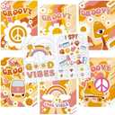 BWkoss 24Pcs Groovy Activity Books for Kids Boho Rainbow Bulk Mini Games Coloring Book Hippie Retro Theme Mazes Word Search Word Scramble Games for Birthday Party Goodie Bags Stuffers Classroom Favors