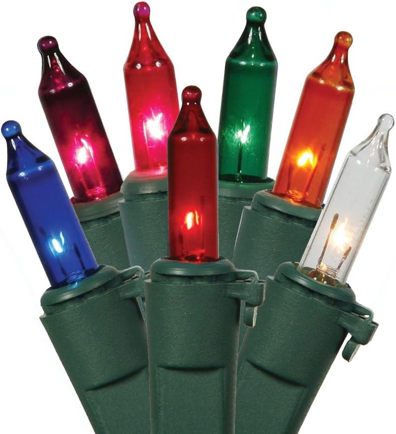 Vickerman Multicolored Mini Christmas Lights with Green Wire, Set of 35
