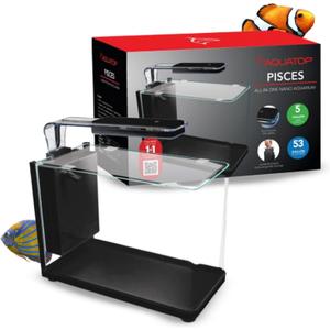 Aquatop Pisces Bullet Shaped Glass Aquarium, 5-Gal Nano Tank  53 GPH  Touch Sensitive LED Light  All-in-One Kit for Fresh & Saltwater Fish