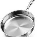 P&P CHEF 12 Inch Stainless Steel Frying Pan, 3-Ply Stainless Steel Pan Skillet, Induction Stir-fry Pan, Oven & All Stoves Safe, Heavy Duty & Even Heat, Dishwasher Safe, Silver, (1 Piece)