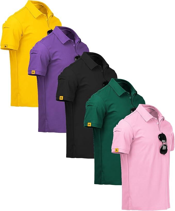 ZITY 5 Pack Mens Polo Shirt Short Sleeve Sports Golf Tennis T-Shirt Moisture-Wicking Summer Shirts
(XXXL)
