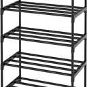 Metal Stackable Small Shoe Rack Organizer, Narrow Shoe Racks for Closets Entryway, Shoe Stand,Shoe Shelf with Handle(4-Tier-Black)
