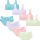 Demifill Girls Seamless Sport Bras&Panties for Teens Girls Training Bras with Panties Sets Multipack (S)