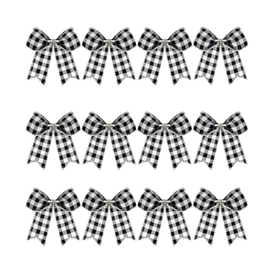 WILLBOND 12 Pieces Red Valentines Velvet Bows Decorations,6 Inch Valentine Ornaments for Tree Home Party Front Door Wedding Holiday Decor (Black and White,6 x 6 Inch)