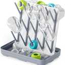 SpaceAid Baby Bottle Drying Rack with 20 Hooks, Space Saving Kitchen Bottles Rack Dryer, Vertical Baby Bottle Holder Organizer for Countertop Storage Accessories (White and Gray)