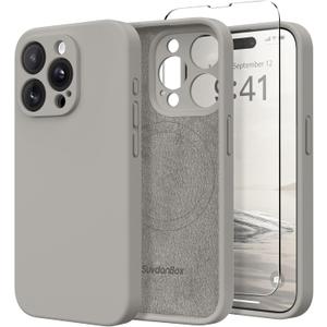Magnetic for iPhone 12 Pro Max Case, Compatible with MagSafe, [Full Camera Protection][Screen Protector] Silicone Shockproof Protective Phone Case for iPhone 12 Pro Max 6.7", Grey Brown