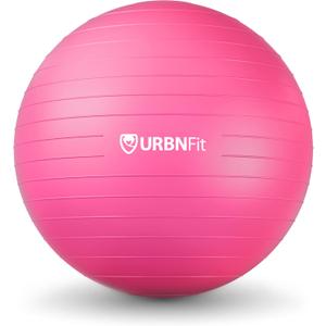 URBNFit Exercise & Pilates Yoga Ball - Multiple Sizes for Fitness, Pregnancy, Stability, Balance, Core Workout - Anti-Burst Swiss Balance Ball w/Quick Pump - Office, Home, Gym (L (24" - 26") 65cm, Pink)