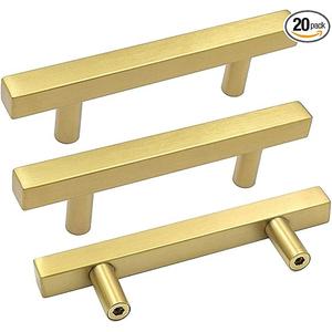 goldenwarm 10 Pack Gold Cabinet Handles 3 Inch Brushed Brass Drawer Pulls Brass Handles for Kitchen Cabinets - LS1212GD76 Gold Drawer Hardware Dresser Pulls Dresser Hardware, 5in Overall Length