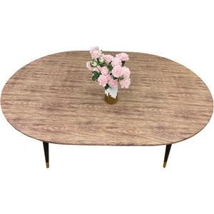 LIBERECOO Oval Tablecloth Vinyl Fitted Elastic Edge with Flannel Backing - Fits 48 x 68 Inch Oval Table - Walnut Wood Pattern - Waterproof Wipeable Table Cover