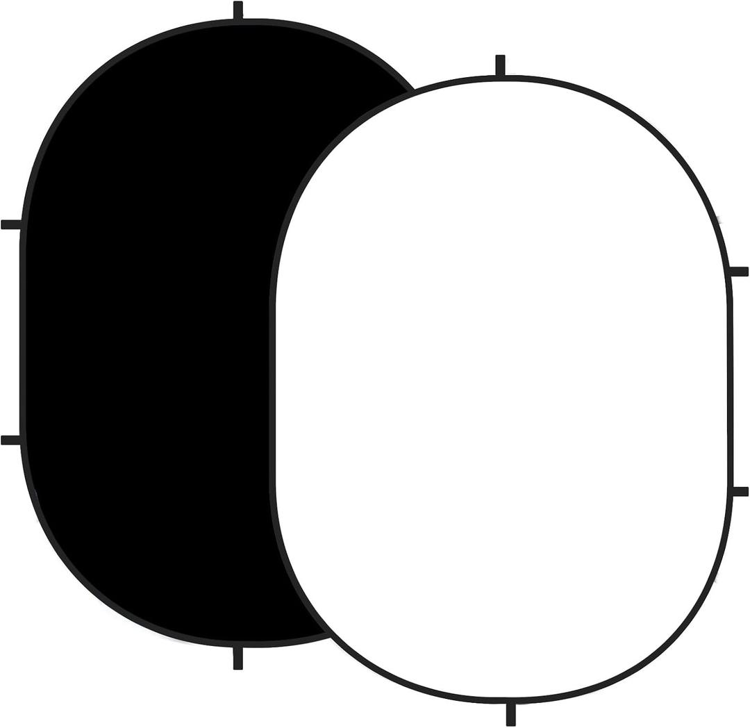 Kate 5x6.5ft (1.5x2m) Collapsible Backdrop White Black Twist Flex Folding Pop up Backgrounds for Photoshoot, Headshots Photo, Video Calls
