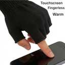 monochef Fingerless Gloves Half Finger Winter Warm Knit Thermal Working Running Biking Driving Typing Men Women Black (Black)