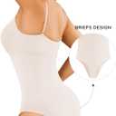 Shapewear Tummy Control for Women Seamless Bodysuit with Adjustable Straps Body Shaper Suits (Beige, S)