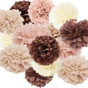 Kiwayo Rose Gold & Pink Tissue Paper Pom Poms Flowers Crafts for Wall Table Boho Dcor- Bridal Shower, Girls Baby Shower, Wedding, Birthday Women Party Decorations- 20PCS 4Colors Multi-Sized