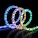 USB C Charger Cable 60W RGB Colorful Gradual Light up USB A to C Cable for iPhone 15/15Pro/ 15Plus/15ProMax MacBook Pro 2020, iPad Pro 2020, iPad Air4, Samsung S23+/S23 Ultra (6 FT)