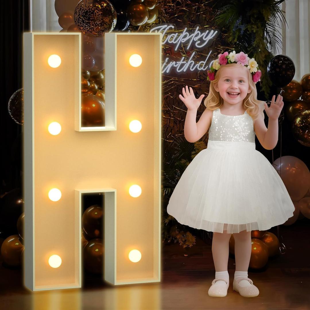 Mixifox 3FT Marquee Letters H, Large Light Up Letters 3 Feet Tall with Lights, Big Letter for Wedding, Engagement, Graduation, Birthday Party Decorations, Pre-Cut Foam Board Kit