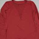 OYOANGLE Women's Slim Fit See Through Contrast Mesh Long Sleeve Tee Tops (Medium, Burgundy)