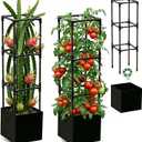 Dragon Fruit Trellis for Climbing Plants Indoor Outdoor, Heavy Duty Metal Adjustable Vertical Garden Support for Indoor Outdoor Potted Plants, Tomato, Cactus, Roses,Vines(12 * 12 * 47inch,1PC)