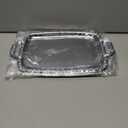 6 Pcs Silver Serving Tray Elegant Floral Metal Plate Silver Platter for Buffet Wedding Party Jewelry Decorative (Oblong with Handle)