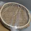Round Wicker Tray 16'' Large Seagrass Tray Decor with Wooden Beads and Handles, Woven Dining Room Decor for Kitchen Counter, Living Room, Bedroom (Seagrass)