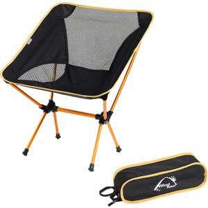 Portable Camping Chair Lightweight Foldable Outdoor Chair for Hiking Camp Backpacking Lawn Beach Fishing Picnic with Carry Bag (Gold - Ultra Light)