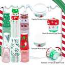 36 PCS Christmas Disposable Coffee Cups, 16 OZ Christmas Winter Party Paper Cups with Lids and Sleeves, To Go Coffee Cups for Hot and Cold Drinks, Winter Xmas Party Supplies Decorations