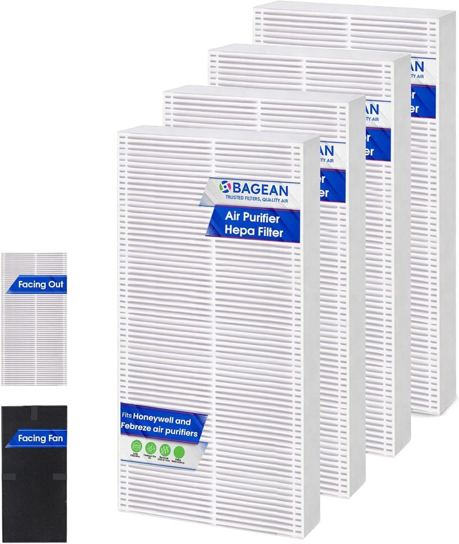 Bagean HEPA Filter U Compatible Honeywell Air Purifier Filter Replacement | Fits Febreze and Honeywell U Filter - H13 True HEPA with Carbon Filters 99.97% Particles and Purifies Air (4-Pack)