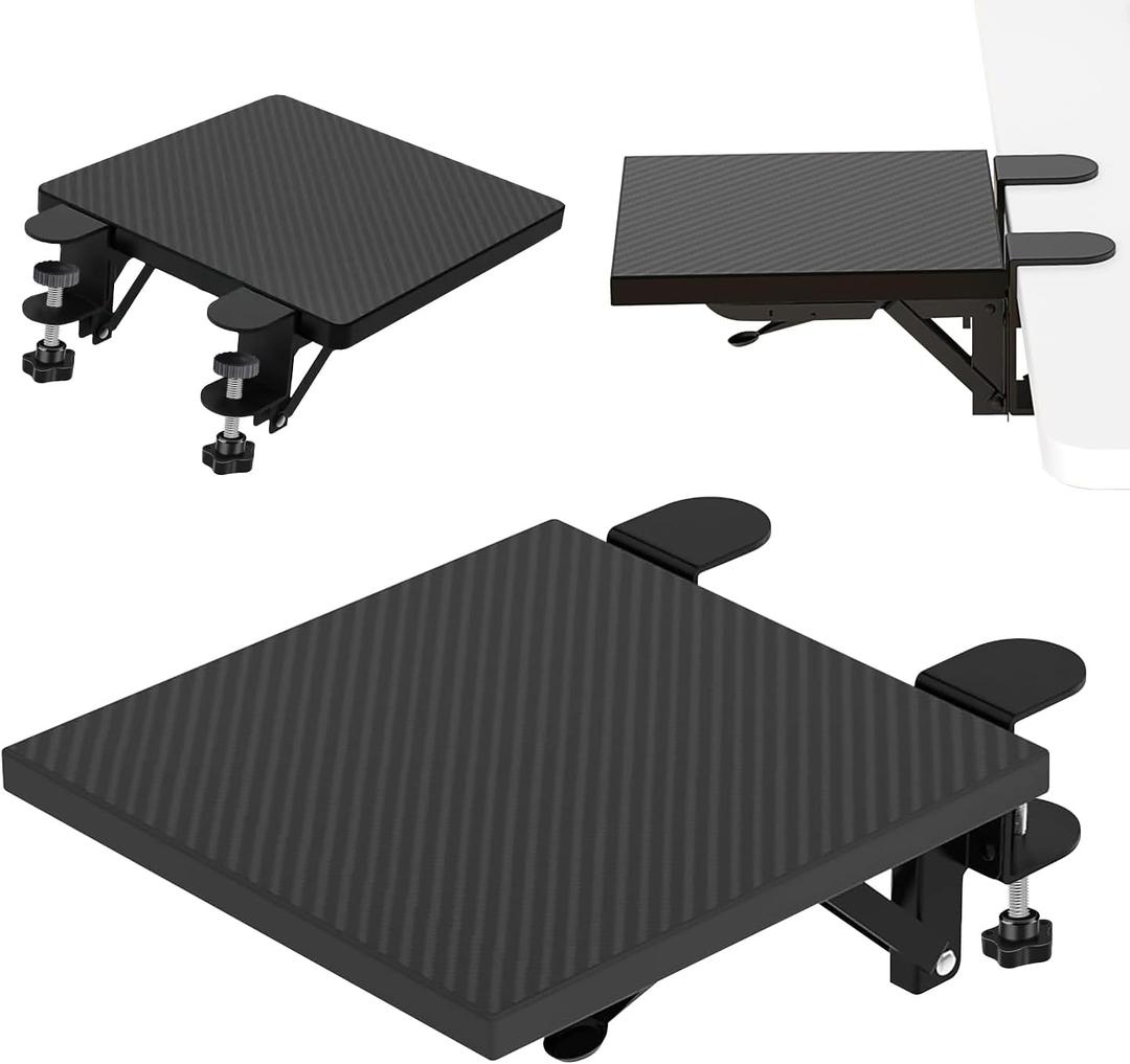 Computer Arm Rest for Desk, 7.8" x 9.4" Black Table Mount Arm Wrist Rest Shelf 90 Foldable Elbow Arm Support Computer Desk Extender for Home and Office