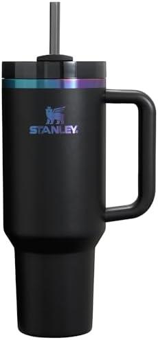 STANLEY Quencher H2.0 Tumbler with Handle and Straw 40 oz | Flowstate 3-Position Lid | Cup Holder Compatible for Travel | Insulated Stainless Steel Cup | BPA-Free | Black Chroma