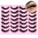 Mink Lashes Volume Cat Eye Thick zanlufly False Eyelashes Natural Curly Fake Eyelashes 18MM Full 8D Volume Lashes Pack, 14 Pairs