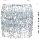 Belly Dance Sequin Tassel Skirt Hip Scarf Belt Mini Skirt Festival Rave Clothing for Women (Silver)