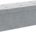 Foldable Storage Ottoman Bench, Velvet Footrest and Seat Cube with Feet, Storage Chest, for Living Room, Bedroom and Office, 15 x 43 x 15.7 Inches, Dove Gray, UASND24G