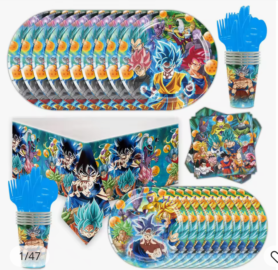 Dragon Ball Birthday Party Decoration Goku Balloons Stickers Tableware Paper Napkin Cup Pack of 20