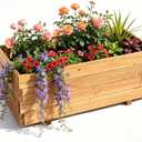 Wooden Planter Box 31.5" x 15.75" x 12.6" Fir Wood Raised Garden Bed for Vegetables, Herbs & Flowers, Includes Fabric Planter Liner, 4 Drainage Holes, Water-Based Finish, W31.5X D15.75X H12.6in