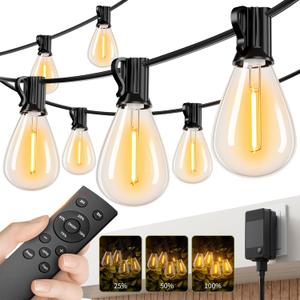 100FT LED Outdoor String Lights with Remote, One Continuous Strand Patio Lights with 35+1 Shatterproof S11 Bulbs, Dimmable 2200K Warm White, Timer & 3 Modes, Low Voltage for Backyard Garden