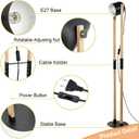 Depuley Modern Floor Lamp, Wooden and Metal Floor Lamps for Living Room, 360 Heads Rotatable Standing Light with Pressure Switch, Reading Lamp for Bedroom Office Decoration, E26 Bulb Included