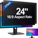 GMOC [2-Pack] 24 Inch Privacy Screen for Computer Monitor, 16:9 Aspect Ratio Anti Blue Light Glare Shield, Removable Blackout Filter for Desktop Security, Anti-Spy Private Protector for 24" Monitor