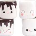 Marshmallow Mugs Set of 4 Cute Marshmallow Cups for Kids Hot Chocolate Cocoa Mugs Gifts for Kids Women Christmas Mother's Day Cute Mug 6OZ (White)