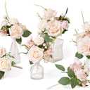 Ling's moment 6 Pack Blush & Cream Wedding Centerpieces Mini Bouquets Table Decor Flower Rose Pre-Made Floral Three Large Bouquets and Three Small Ones