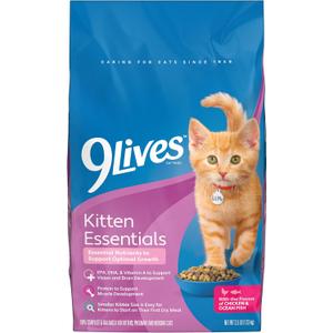 9Lives Kitten Essentials Chicken & Ocean Fish Dry Cat Food, 2.5lb Bag, Pack of 4, Best By: JUN 2027